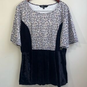 LuLaRoe Elegant Emma Women’s Velvet Black Lavender Sparkle Peplum Blouse Size XL